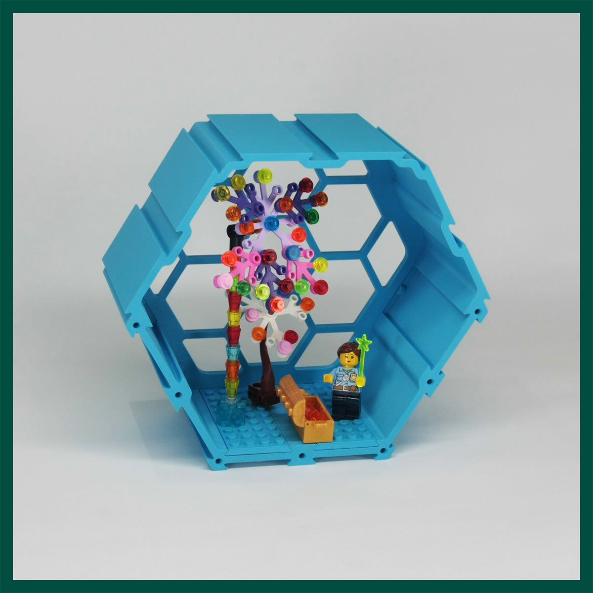 FAVO F.2 Base Module in Light Blue - large hexagonal wall display 192mm wide